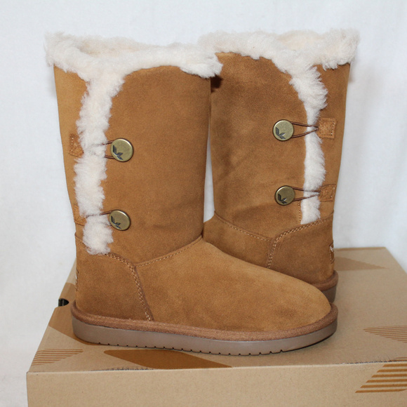 UGG KOOLABURRA SUEDE FUR TALL BOOTS CHESTNUT - Picture 1 of 8